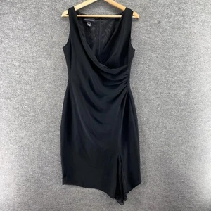 Jones New York Dress Women 10 Black Sheath Midi V-Neck Zipper Sleeveless Casual - Picture 1 of 6