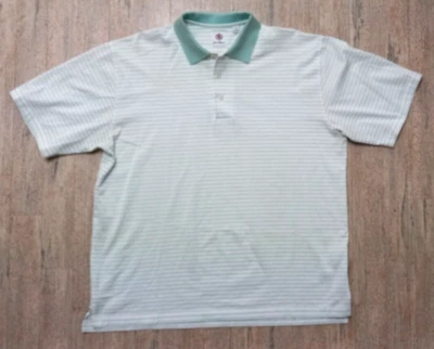 Ben Hogan Large Green & White Striped Short Sleeve Golf Polo Shirt Crown Label - Image 1 of 4