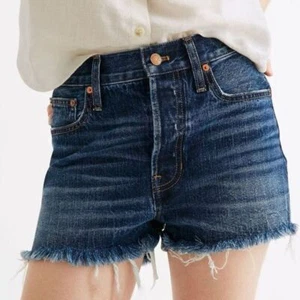 Madewell donna The Dadjean corto bottoni mosca orlo grezzo cinque tasche blu taglia 28 - Foto 1 di 11