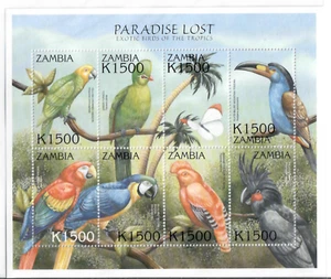 Zambia 2000 Miniature Sheet Paradise Lost Exotic Birds Of The Tropics  MNH - Picture 1 of 1