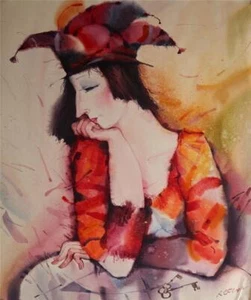 Klevan Untitled K2 Hand Signed Original Watercolor Women - Picture 1 of 1