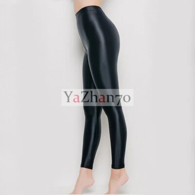 LEOHEX Women Leggings Sexy Stockings Satin Glossy Opaque Shiny Stretch Gamaschen - Image 1 of 4