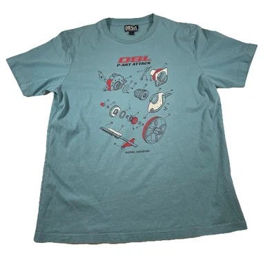 Camiseta Diesel Industry S P-art Attack Estampado Gráfico Azul Myanmar Informal Foto 1 de 4