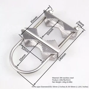 304 Steel Double Antenna Heavy Duty Mounting Bracket Kit 2 Sets of Mast Clamps - Picture 1 of 3