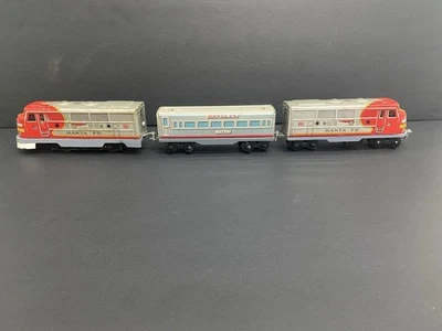 Vintage 1960"JapTin Metal HO  Santa Fe 33857 Warbonnet Deisel AA with passenger - Image 1 of 4