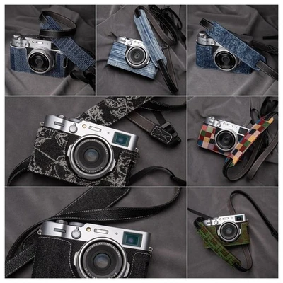 Para FUJIFILM X100VI Hecho a Mano Tela de Color Media Cámara Estuche Bolsa Cubierta Correa de Agarre Foto 1 de 4