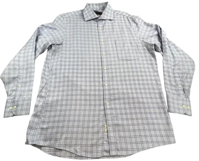 Donald J. Trump Dress Shirt Men 16 34/35 Blue Check Classic Fit Non Iron Button - Image 1 of 4