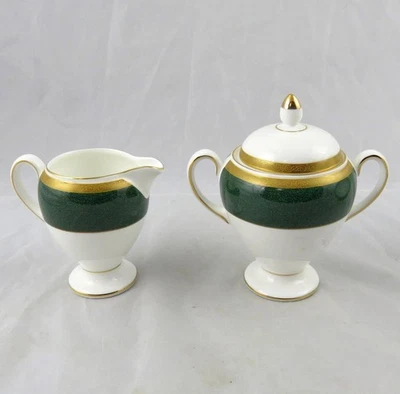 Wedgwood Sherwood Creamer & Covered Sugar Bowl England - Image 1 of 4