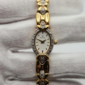 Bulova Ladies Gold Tone w/ Diamond Accent Quartz Watch - Picture 1 of 17