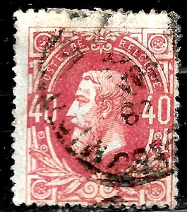 HICK GIRL- USED BELGIUM STAMP SC#35 1870 KING LEOPOLD II H115 - Picture 1 of 2