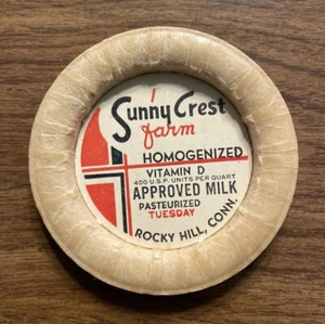 Vintage Sunny Crest Farm Milk Bottle Cap Top Rocky Hill Connecticut CT Old A8 - Picture 1 of 11