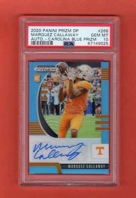 MARQUEZ CALLAWAY 2020 PANINI PRIZM DRAFT CAROLINA BLUE AUTO SP RC # / 30 PSA 10 - Image 1 of 2