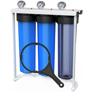 "Carcasa del sistema de filtro de agua para toda la casa de 3 etapas con soporte puerto NPT 1"" 20""x4.5" - Imagen 1 de 24
