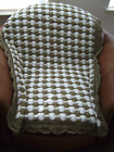 NEW HAND CROCHET TAN AND WHITE MULTI COLOR AFGHAN LAP BLANKET THROW