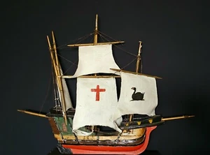 Antique Vintage Wooden Handmade Nautical Sailing Ship Model Ornament 29 In - Picture 1 of 8
