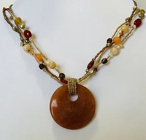 Lia Sophia Orange Round Stone Pendant Necklace - Picture 1 of 2