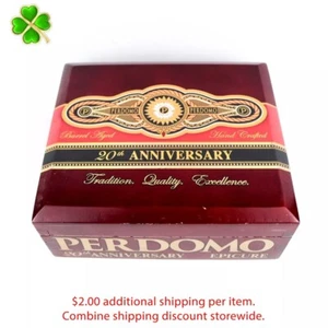 Caja de cigarros de madera vacía Perdomo Epicure 20 aniversario 8" x 7" x 3" - Imagen 1 de 12