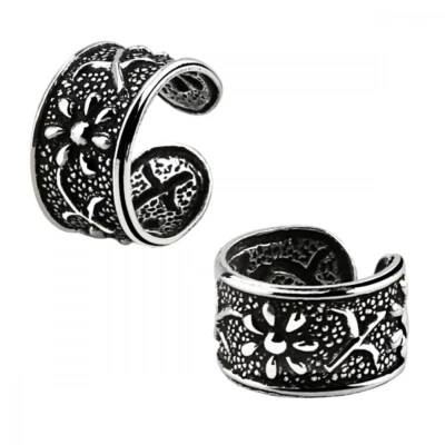 Donna Helix Ohrmanschette Fiori Orecchino Clip Finto Piercing 925 Argento Ø 9mm - Immagine 1 di 2