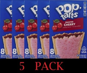 5x Kellogg's Pop Tarts FROSTED CHERRY Toaster Pastries 8 Count 13.5 oz 5 PACK - Picture 1 of 4