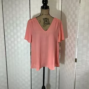nanette lepore peach blouse size large - Picture 1 of 8