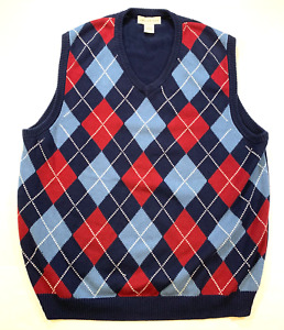 Preswick Moore Sweater Vest Mens L Argyle Cotton Golf Preppy Classic Zaddy