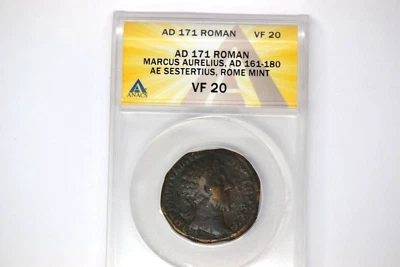 Marcus Aurelius (AD 161-180). AE sestertius (31mm).  ANACS VF-20 - Image 1 of 4