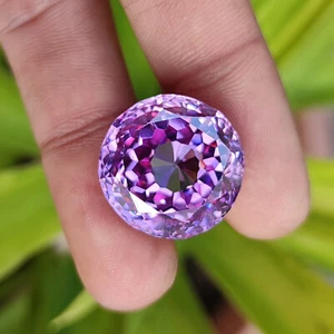 AAA+ Cuttting 62.70 Ct Certified Violet Zircon Loose Gemstone Round Shape Heated - Picture 1 of 6