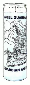 CANDLE GUARDIAN ANGEL - WHITE ANGEL GUARDIAN BLANCO GLASS CANDLE - Picture 1 of 1