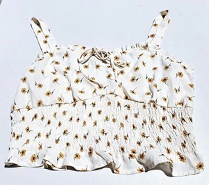 BRAND NEW W/ TAGS Sienna Sky Stretch Crop Tank Top Cream Sunflower Floral Sz XL - Picture 1 of 5