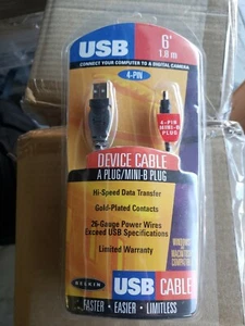 Genuine Belkin USB 2.0 A to 4-Pin Mini-B Device Data Transfer Cable F3U139-06 - Picture 1 of 3