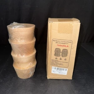 Bed Risers Set of 4 Furniture Risers Lifts Height 2" Oak Solid Wooden Risers ... - Picture 1 of 1