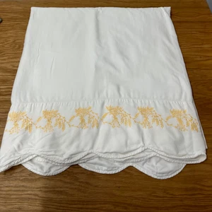Hand Embroidered Made in India 100% Cotton Bed Flat Sheet King Approx 102"x 104" - Picture 1 of 6