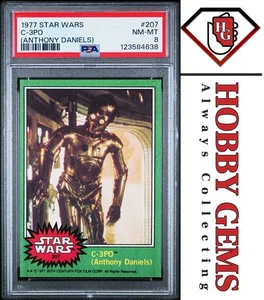 C-3PO PSA 8 1977 Star Wars Series 4 Green Corrected Version Non-Error #207 - Picture 1 of 2