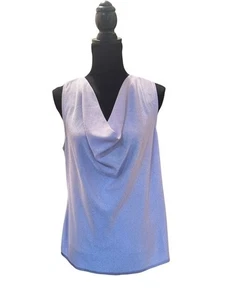 White House Black Market Damen Bluse Größe Large lila Mikro Pailletten drapierter Ausschnitt - Bild 1 von 6