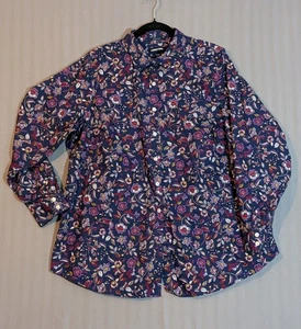 Lands End Blouse Womens 20W  Purple Floral Supima Cotton No Iron Button Up Shirt - Picture 1 of 8