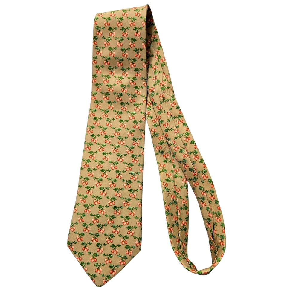 Corbata Brooks Brothers Para Hombre Estampado de Cereza de Seda Hecha en EE. UU. Clásica Preppy Foto 1 de 4