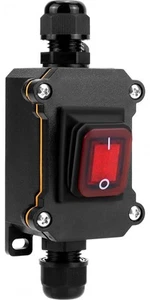 IP65 wasserdichter Inline-Kabelschalter mit roter Kontrollleuchte, 12-24 V 30 A, DPST - Bild 1 von 8