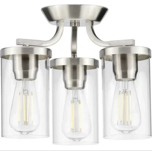 Progress Lighting Lassiter Nickel 3-Light Semi-Flush, Clear - P350149-009 - Picture 1 of 1