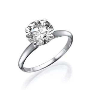 Anillo de compromiso solitario de diamantes de corte redondo de 1/2 quilate I/VS2 oro blanco 14 K - Imagen 1 de 4
