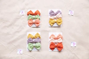 HANDMADE Set of 3 Exquisite embroidered cotton fabric Bow hair clip girl Toddler - Picture 1 of 13