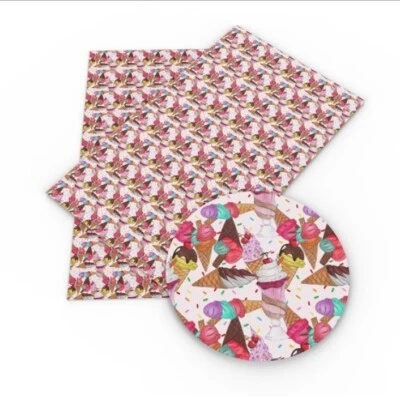 Ice Cream FAUX LEATHER SHEET 8 X 12" 1078642 popcicle Summer LITCHI TEXTURE