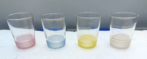 Vintage 4 - 60s Shot Glasses With Coloured Frosted Bottoms. - Picture 1 of 3