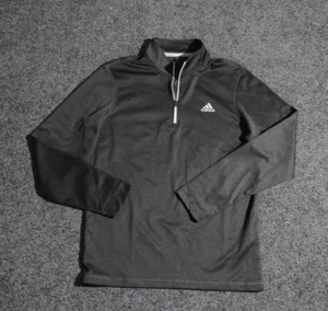 Adidas Golf Sweater Mens Medium Dark Gray 1/4 Zip Performance Pullover Mock Neck - Picture 1 of 11
