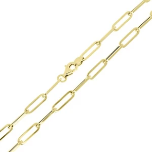 Italienische 14k Gelbgold hohle Büroklammer Gliederkette Halskette 16" 3,2 mm 2,8 Gramm - Bild 1 von 5