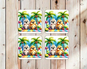 4 aves de vacaciones 11, posavasos, 4x4", 4 mm de grosor, neopreno, antideslizante/resistente (4sq99) - Imagen 1 de 1