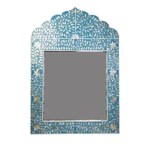 Floral pattern mop inlay mirror ,handmade bone inlay mirror ,blue mirror - Picture 1 of 3