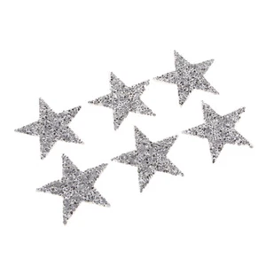 Star Sequins Sew Iron on Applique Embroidered Patches-Silver (6 Pieces) - Picture 1 of 11