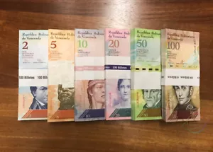 VENEZUELA 6 PCS X 50 SETS 2 - 100 BOLIVARES 2007-2015 P-88 89 90 91 92 93 UNC - Picture 1 of 4