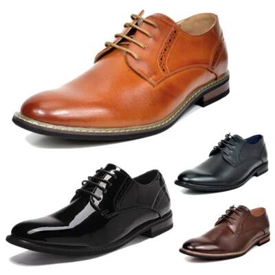 Zapatos Derby Oxford de Vestir para Hombres Puntera Lisa Formales Zapatos con Cordones Talla Ancha 6.5-13 Foto 1 de 4