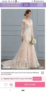 Amazingly Stunning Ivory/ Blush wedding dress with diamante detail size 12 - Picture 1 of 12